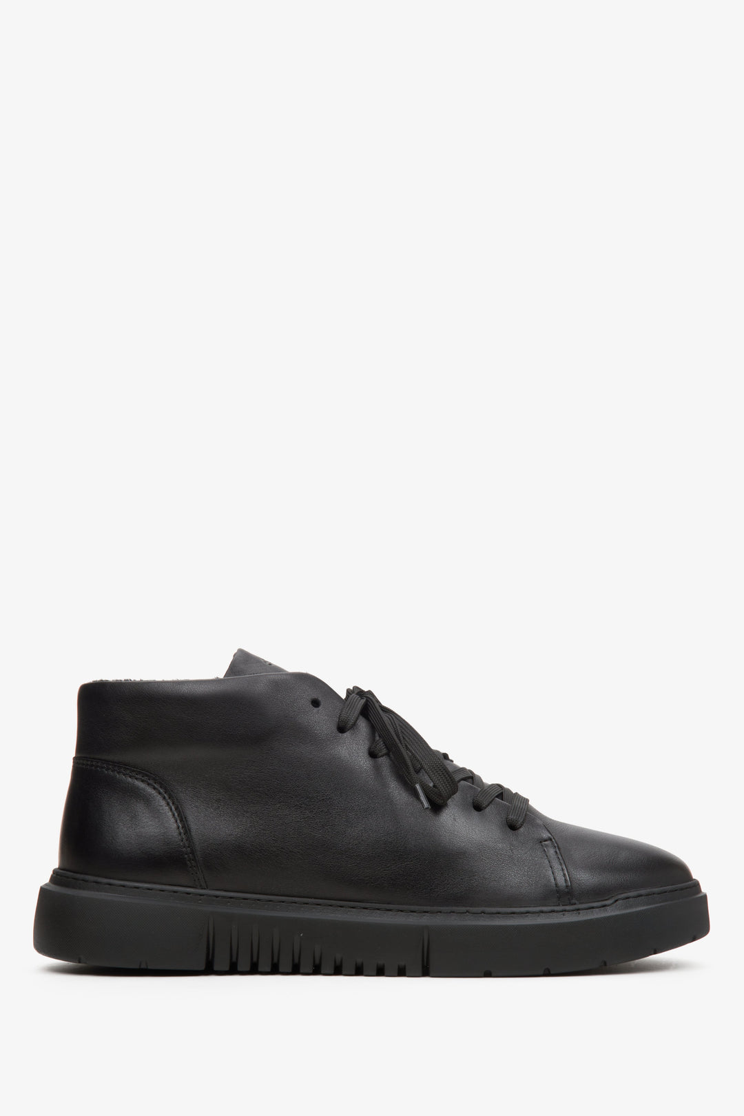Men's Black Sneakers made of Genuine Leather with Insulation Estro ER00113684.