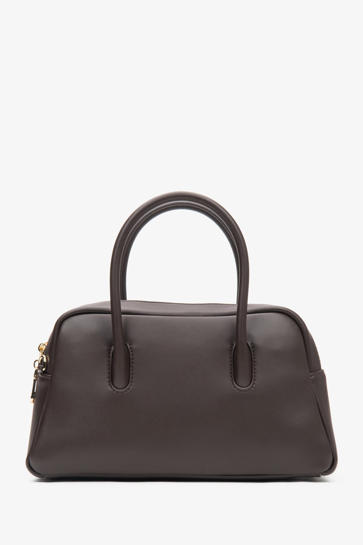 Versatile dark brown women's handbag by Estro, made of genuine leather in a box shape – perfect for any occasion.