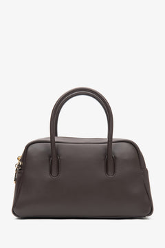 Versatile dark brown women's handbag by Estro, made of genuine leather in a box shape – perfect for any occasion.