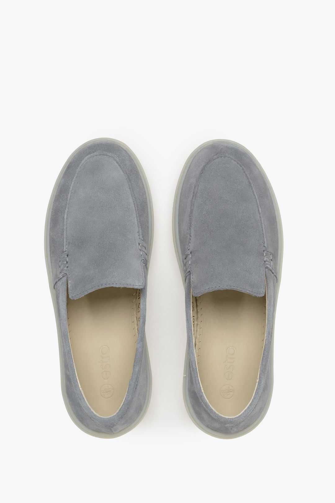 Women's grey loafers made of premium Italian velour.