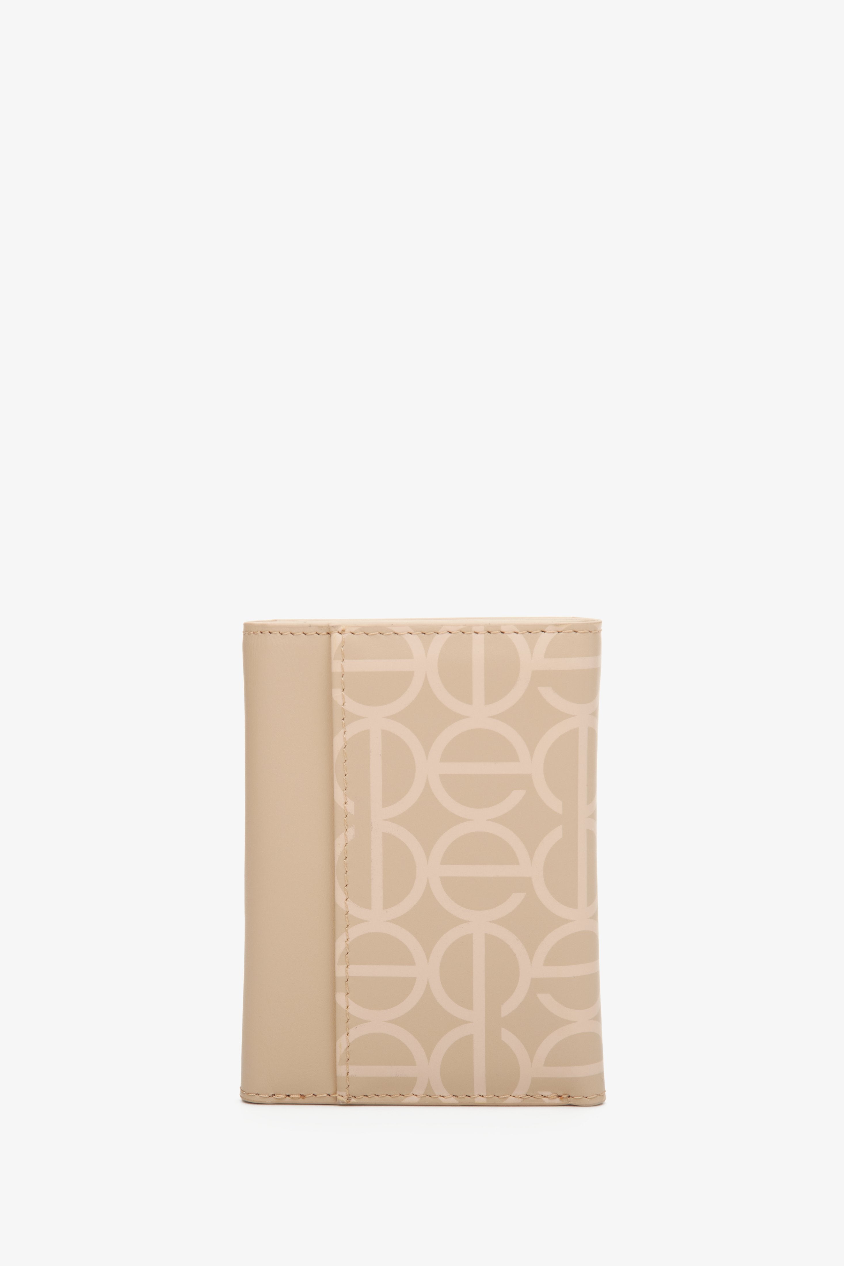 Women's beige wallet by Estro with golden accents - reverse side.