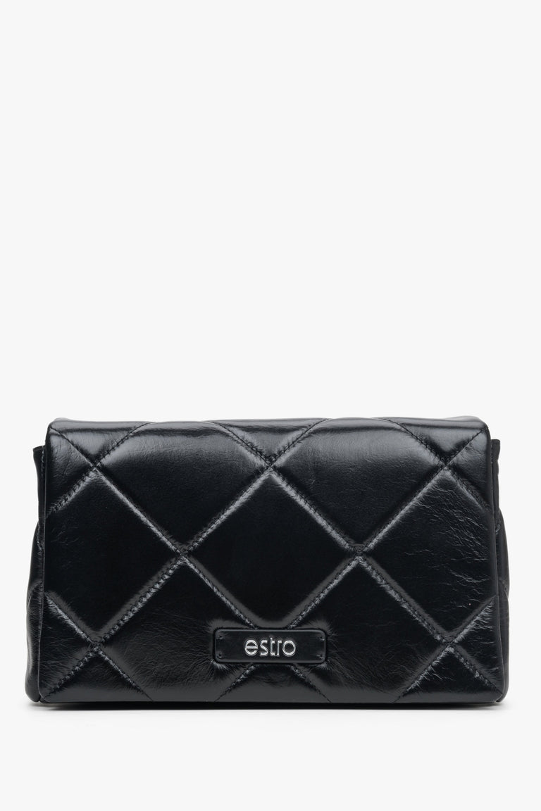 Women's Black Chain Strap Bag made of Genuine Leather Estro ER00113727.