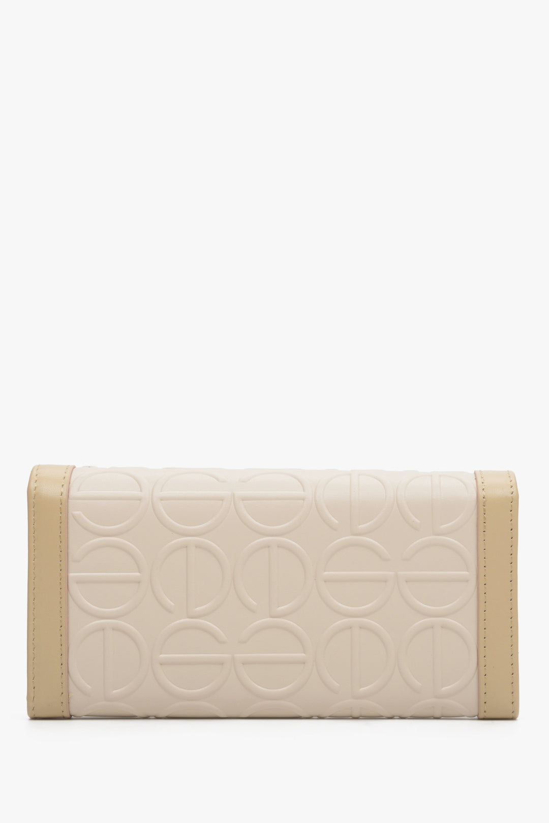 Beige leather, large women's wallet by Estro - reverse.