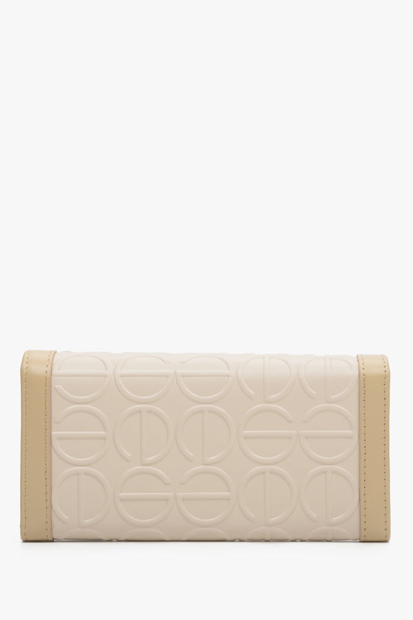 Beige leather, large women's wallet by Estro - reverse.