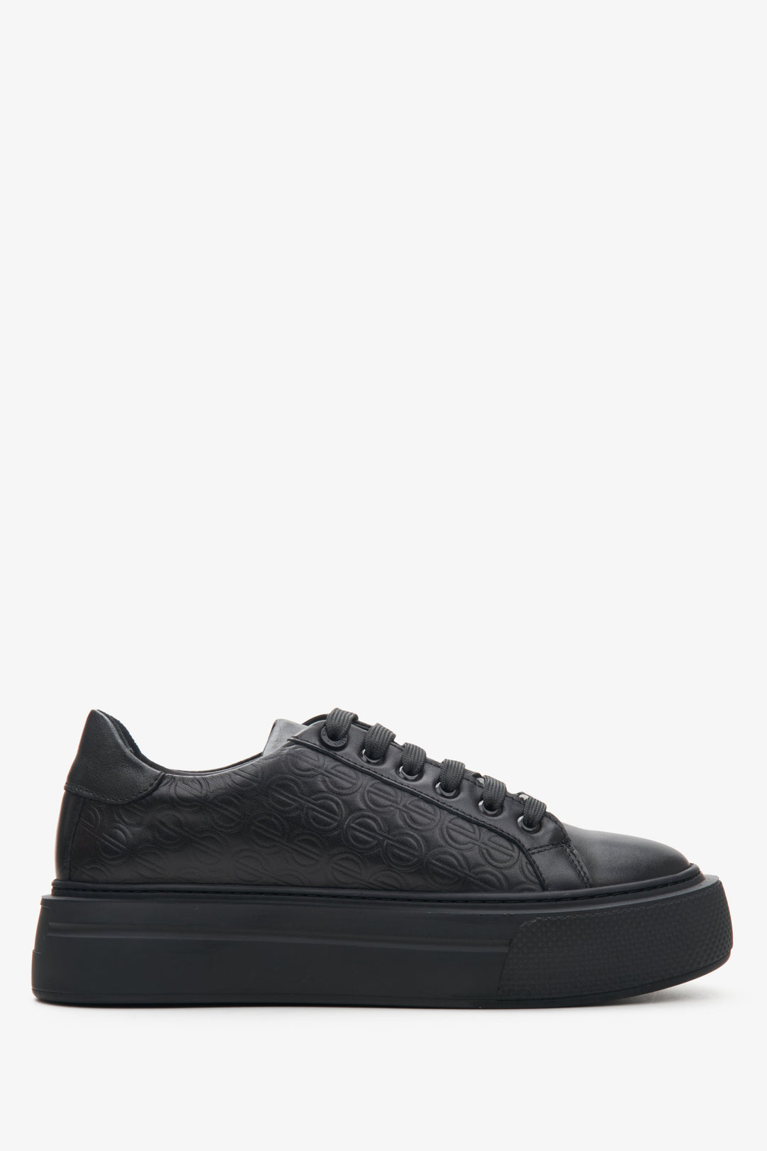 Women's Black Sneakers made of Genuine Leather with Thick Sole Estro ER00114395.