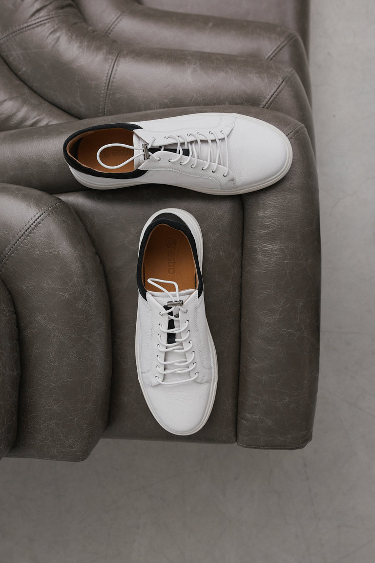 Men's White Sneakers made of Genuine Leather Estro ER00112615.