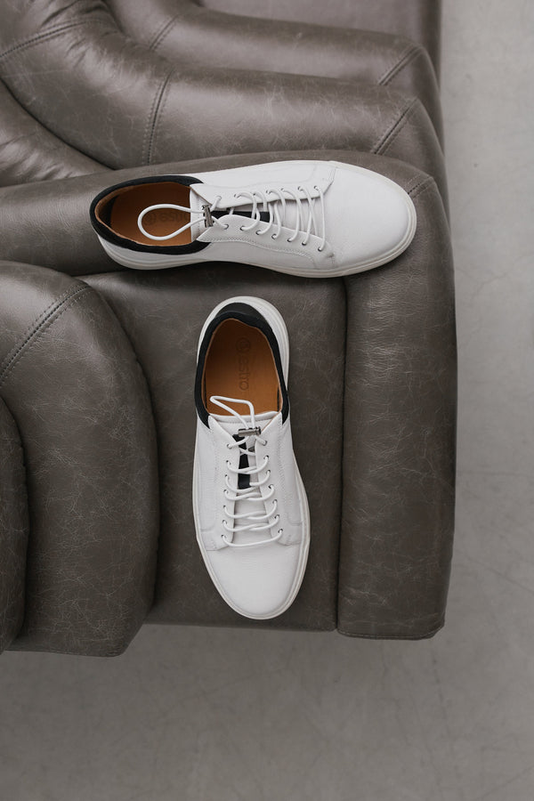 Men's White Sneakers made of Genuine Leather Estro ER00112615.