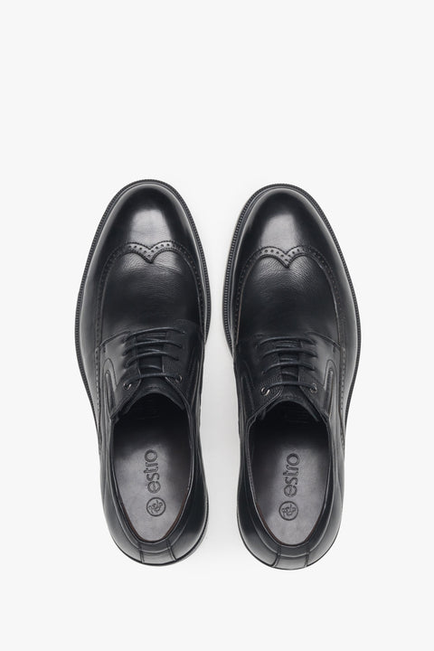 Men's black Oxford shoes made of natural leather Estro.