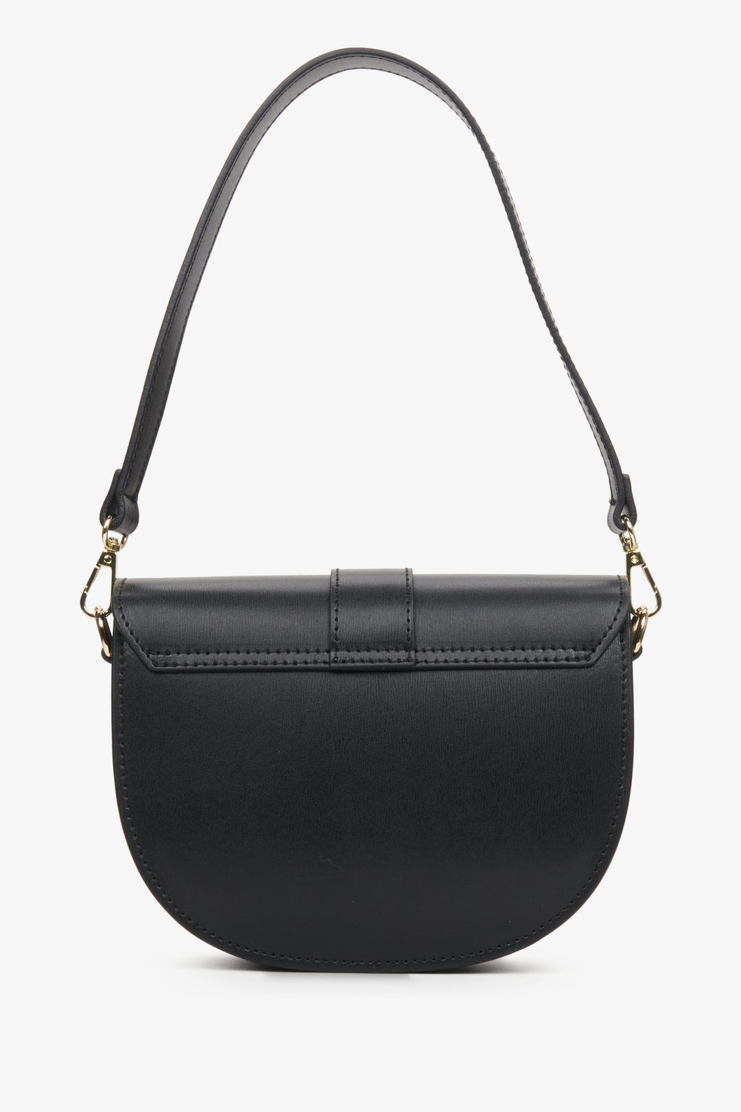 Women's black leather handbag Estro - reverse.