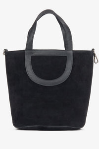 Black women's bucket bag made of premium Italian natural velour.