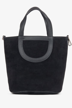 Black women's bucket bag made of premium Italian natural velour.