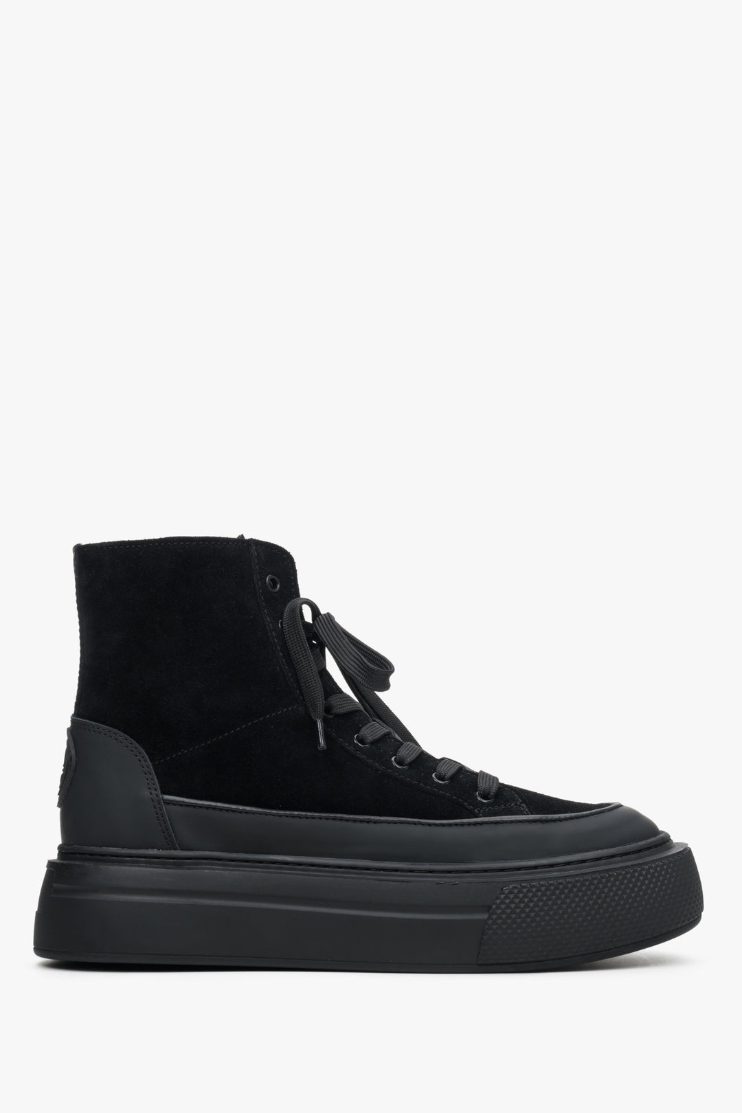 Women's Black Sneakers made of Genuine Leather and Velour Estro ER00113690.