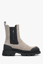 Grey-Black Women's Chelsea Boots in Velour and Genuine Leather Estro ER00113685.