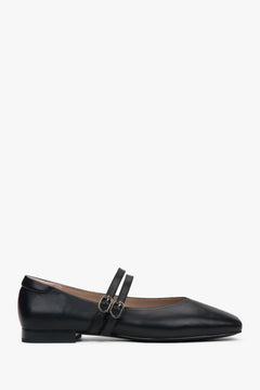 Women's Black Ballet Flats with a Low Heel made of Genuine Leather Estro ER00117152.