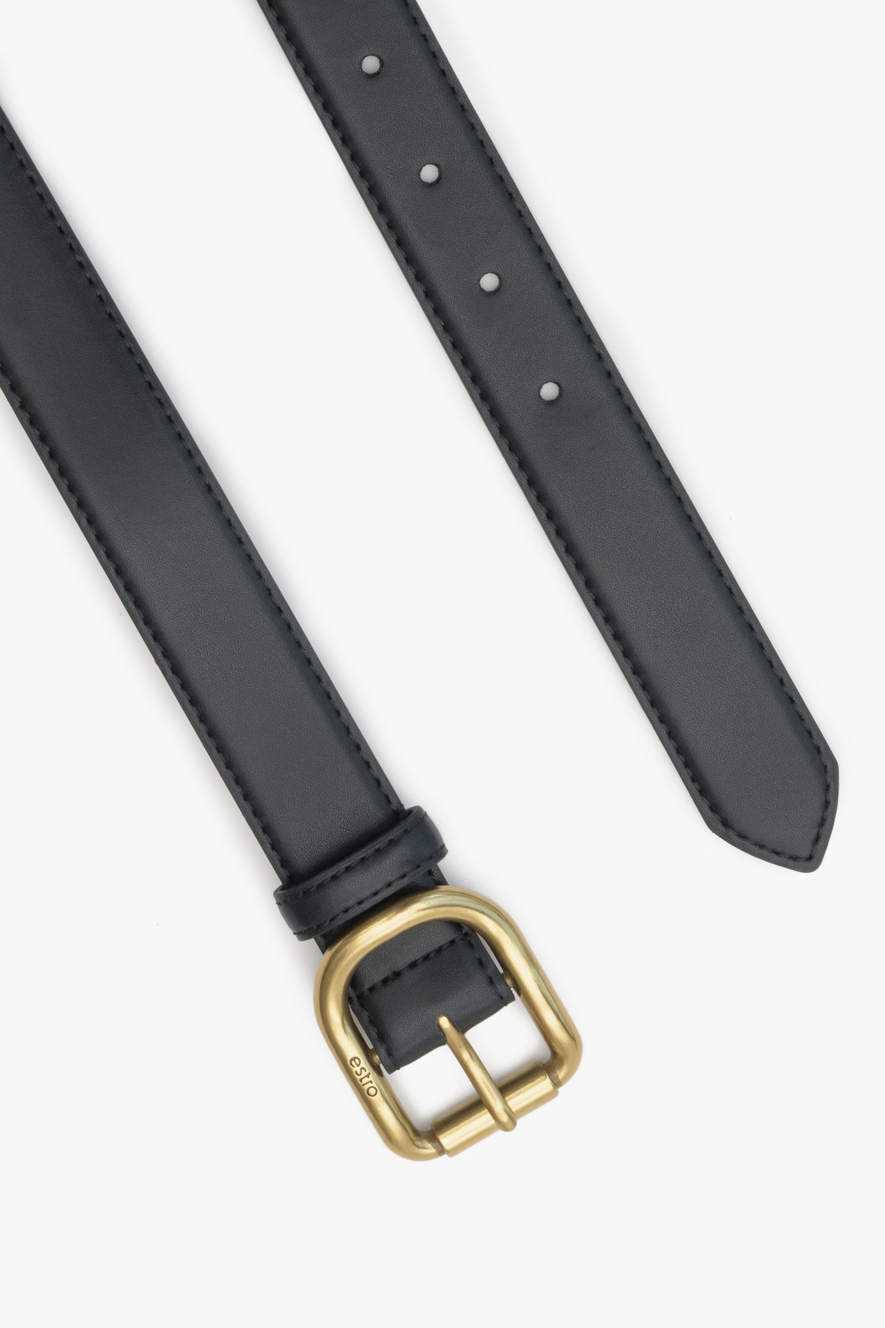 Black women's belt with gold buckle Estro.