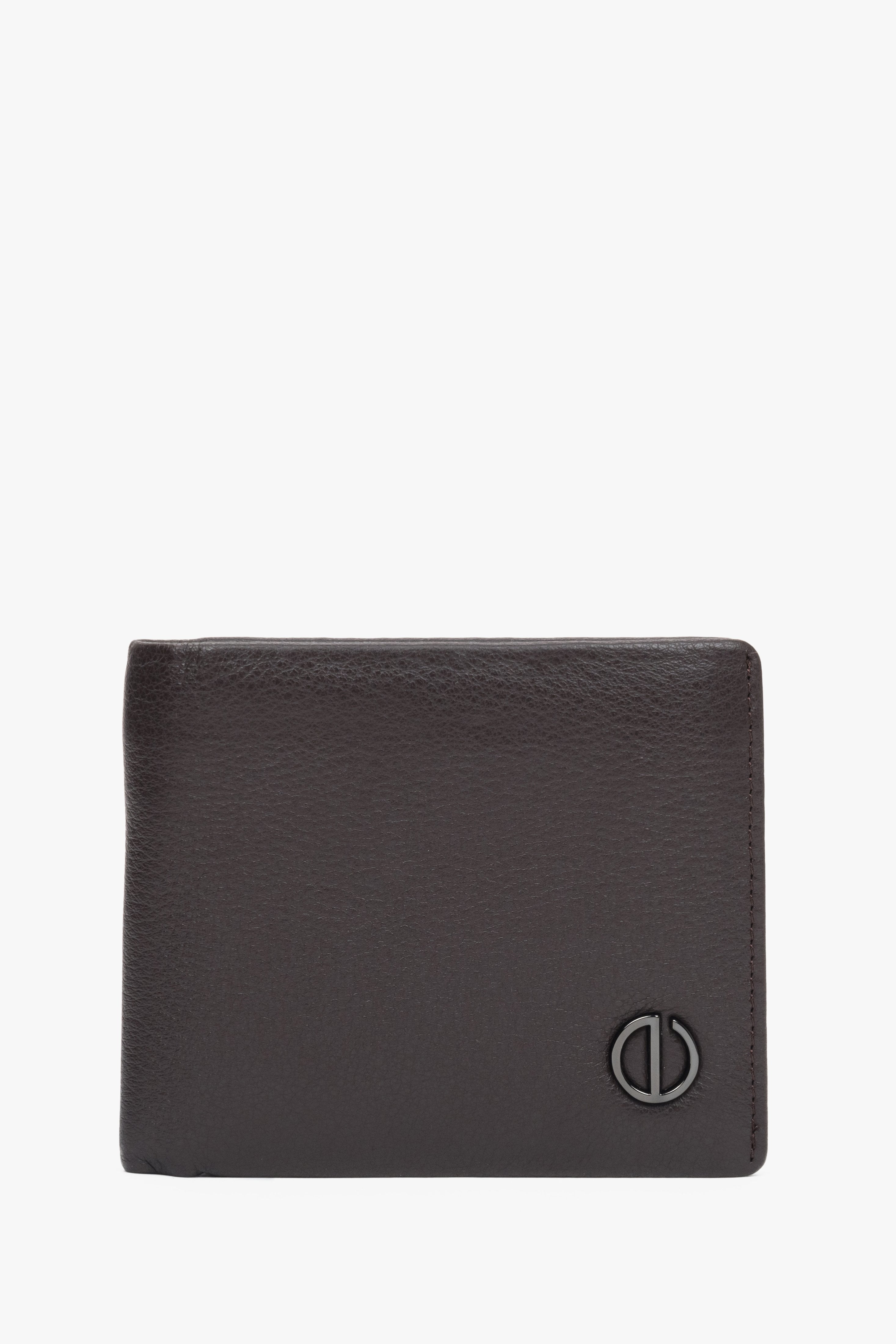 Men's Dark Brown Leather Wallet with a Subtle Brand Logo Estro ER00116305