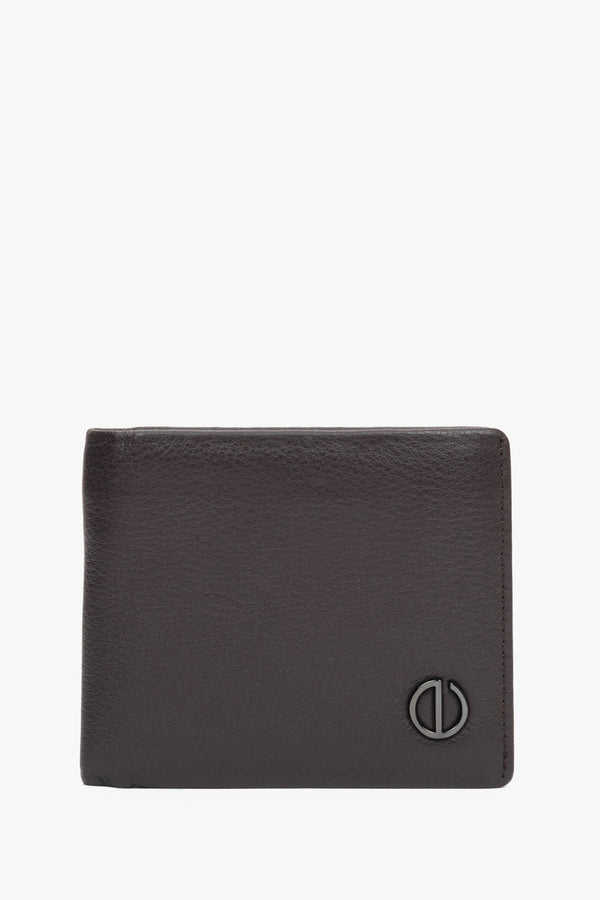 Men's Dark Brown Leather Wallet with a Subtle Brand Logo Estro ER00116305