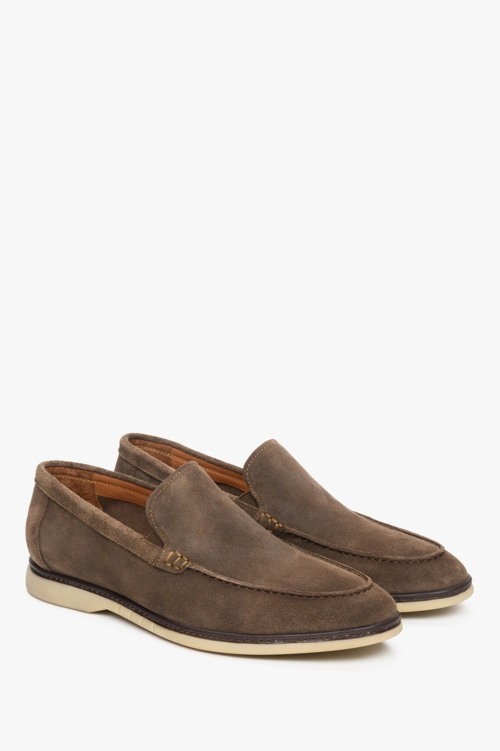 Men's Brown Loafers made of Genuine Velour Estro ER00112569