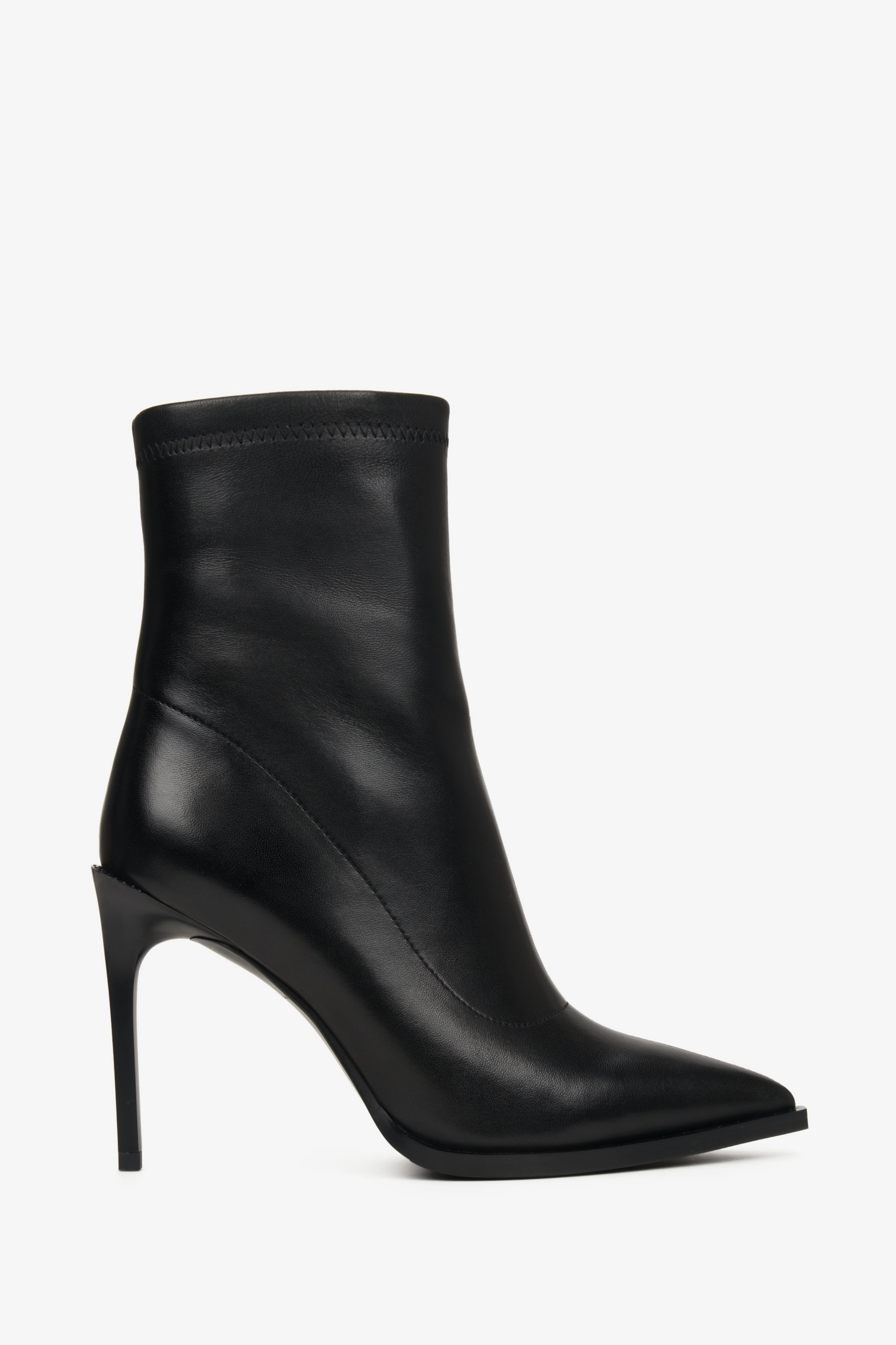 Women's Black High-Heeled Ankle Boots made of Genuine Leather Estro ER00112124.