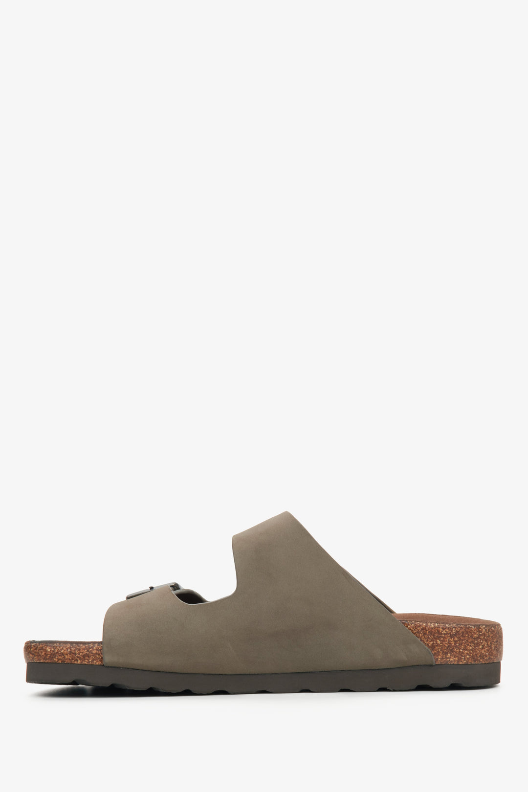 Estro men's khaki nubuck sandals with thick straps - shoe profile.