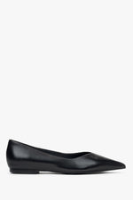 Women's Black Pointed Toe Ballet Flats made of Genuine Leather Estro ER00115896.