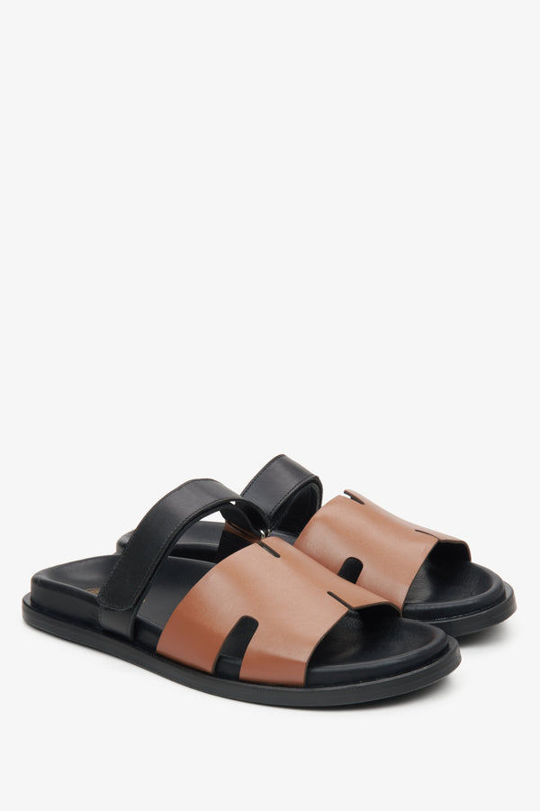 Women's brown & black slide sandals Estro.