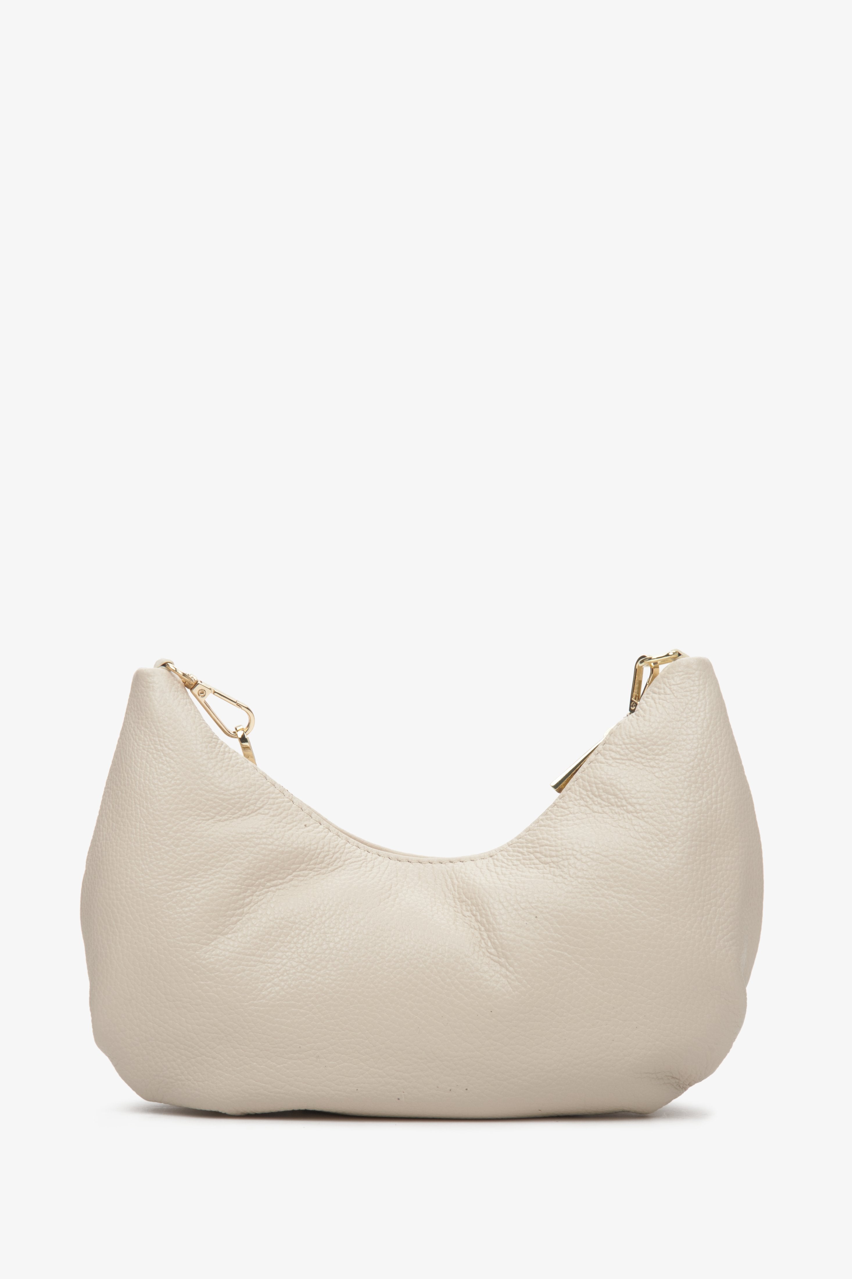 Estro women's leather handbag in light beige colour.