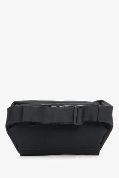 Men's black waist bag with a comfortable strap by Estro - reverse side.
