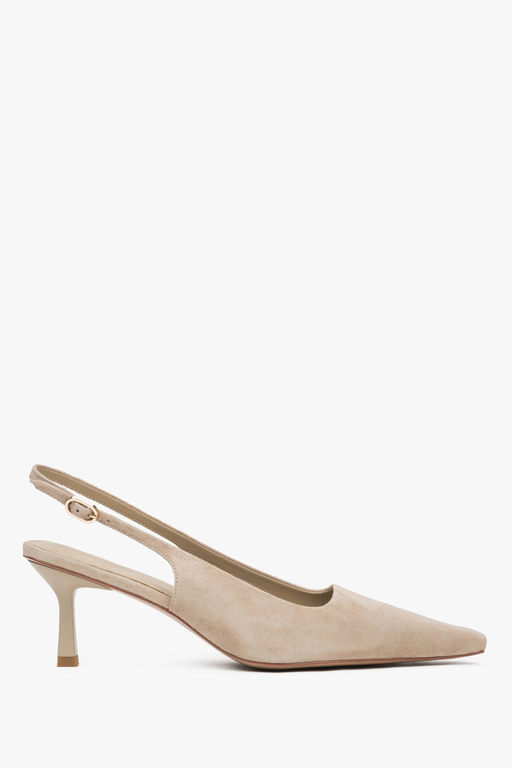 Women's Beige Velour Slingback Pumps with a Low Heel Estro ER00117228.