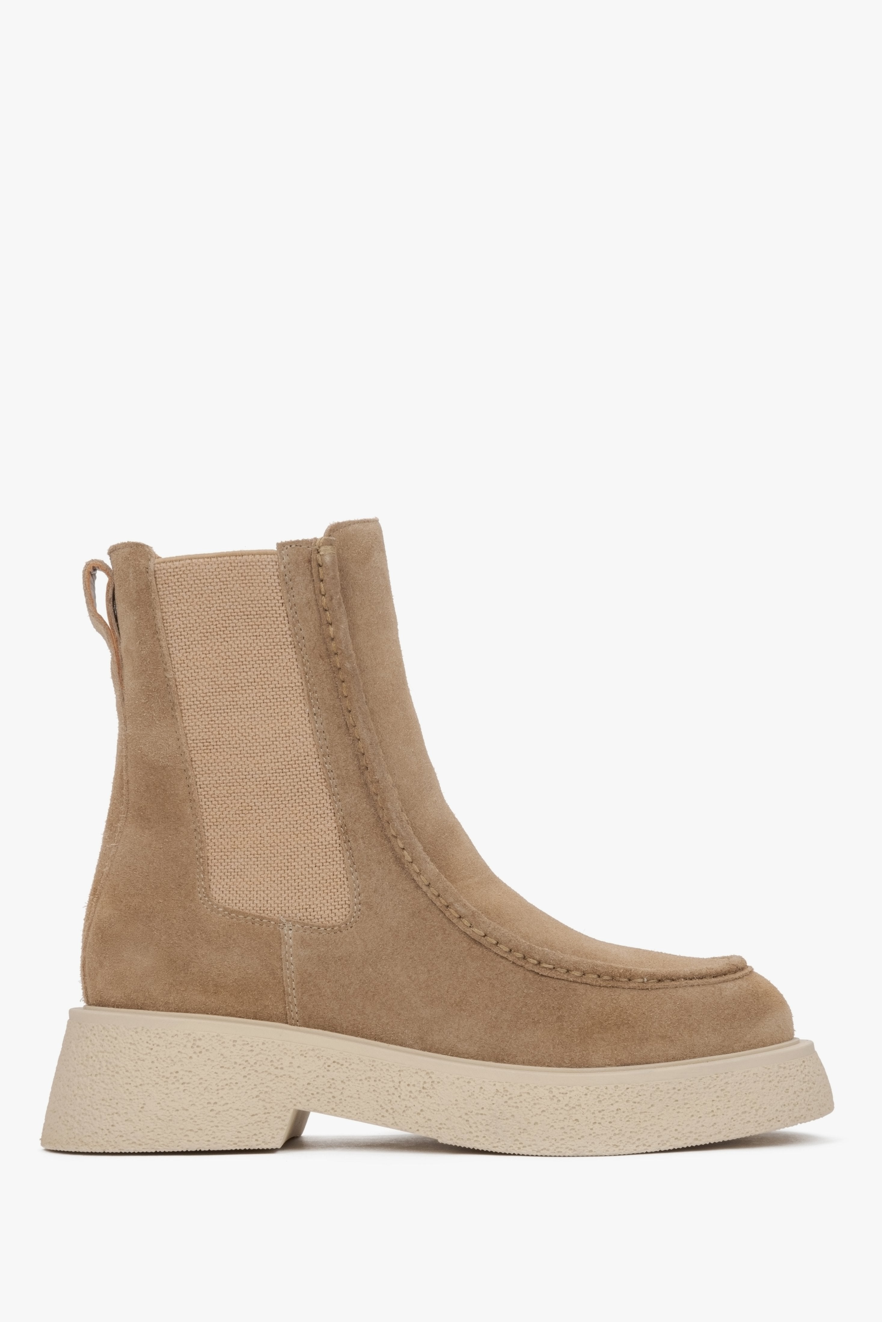 Women's Beige Chelsea Boots made of Italian Genuine Velour Estro ER00116051