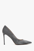Women's Grey Heels made of Genuine Velour Estro ER00117235.