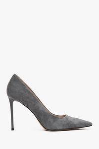 Women's Grey Heels made of Genuine Velour Estro ER00117235.