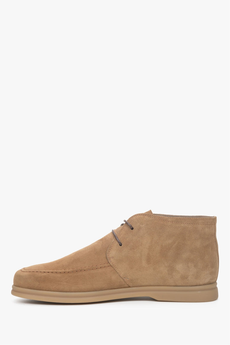 Elevated men's beige suede leather shoes by Estro.