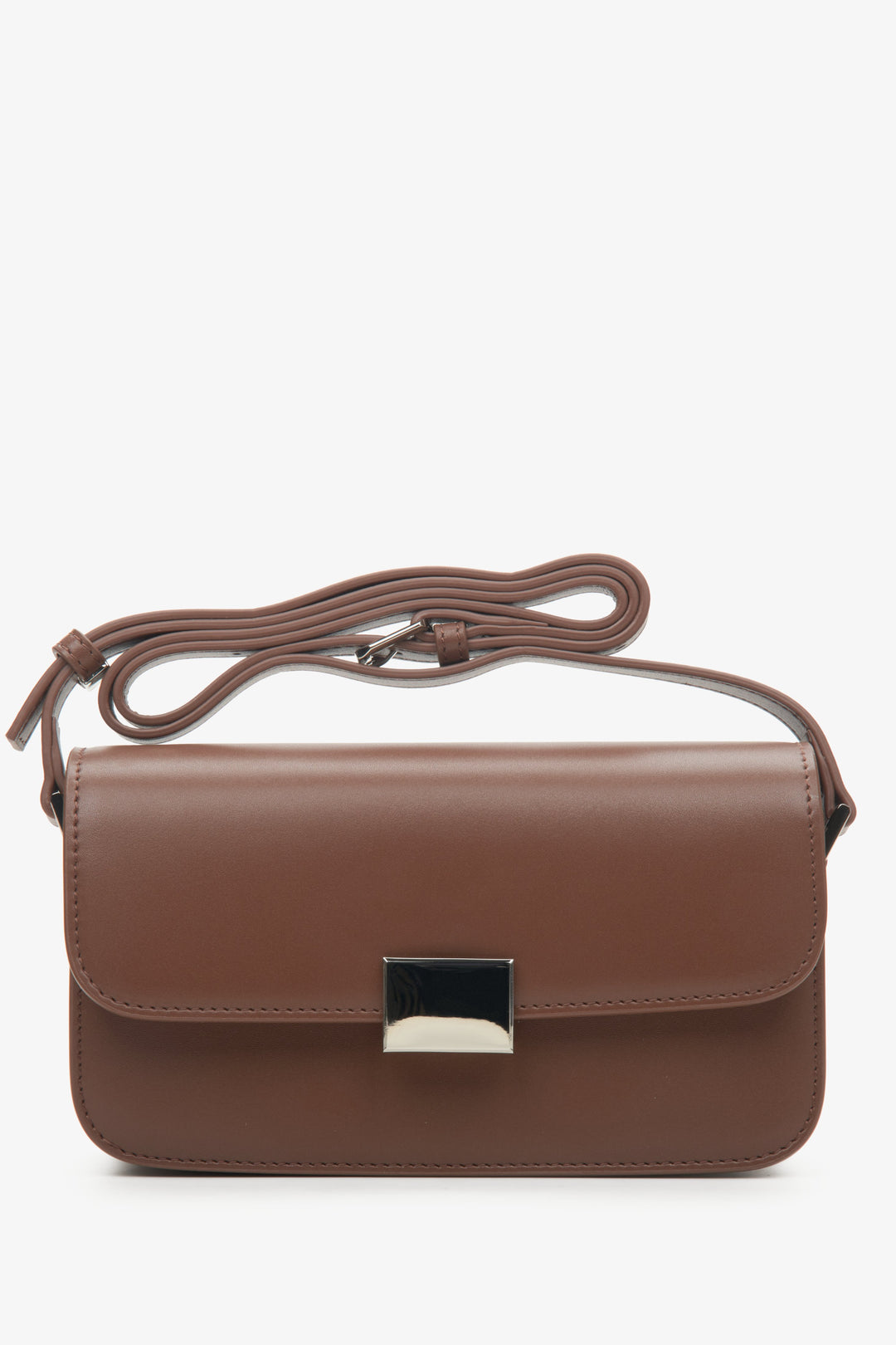 Women's Brown Leather Strap Shoulder Bag Estro ER00113898.