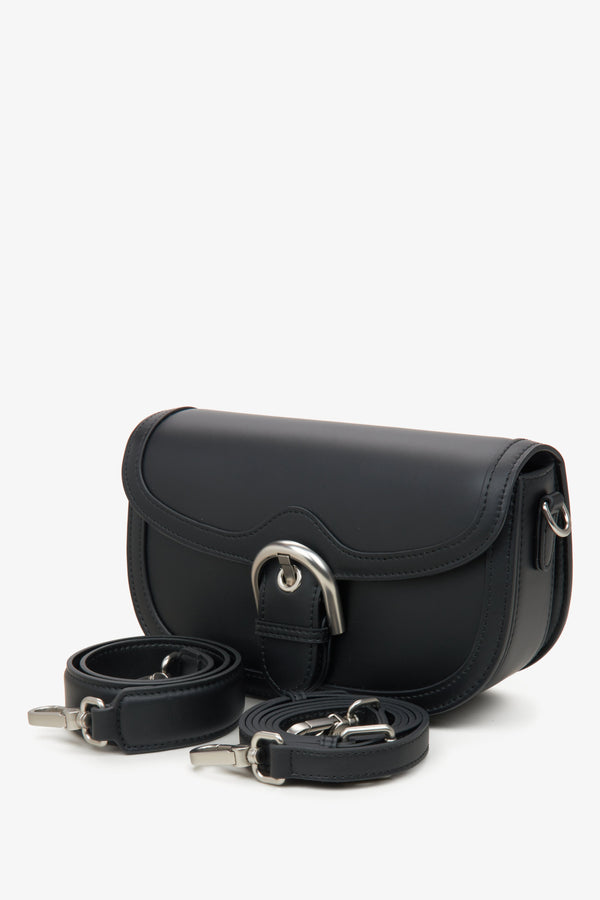 Women's black horseshoe-shaped bag by Estro.