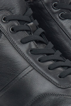 Men's black winter ankle boots Estro made of natural leather.