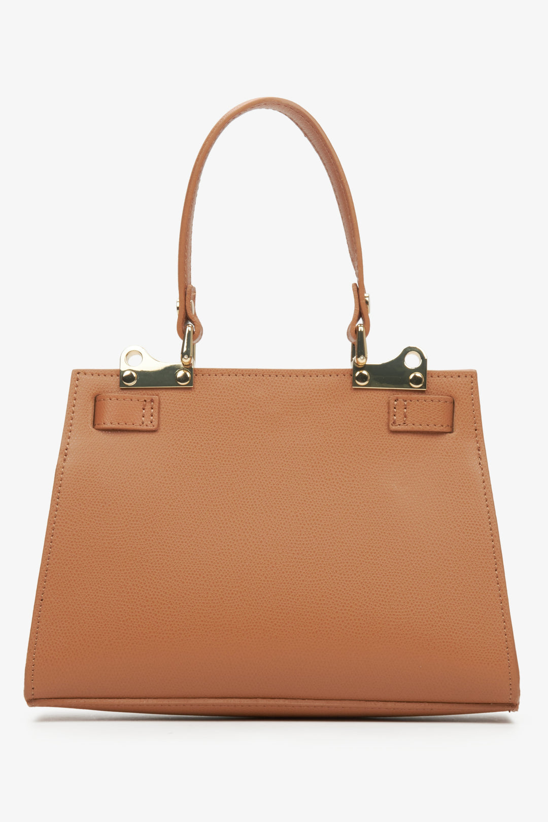 Brown satchel-style handbag made of Italian genuine leather by the premium brand Estro.