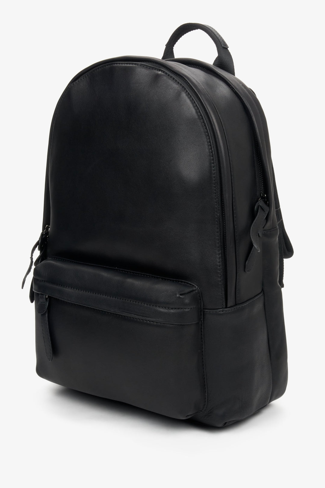 Large, leather men's black backpack by Estro.