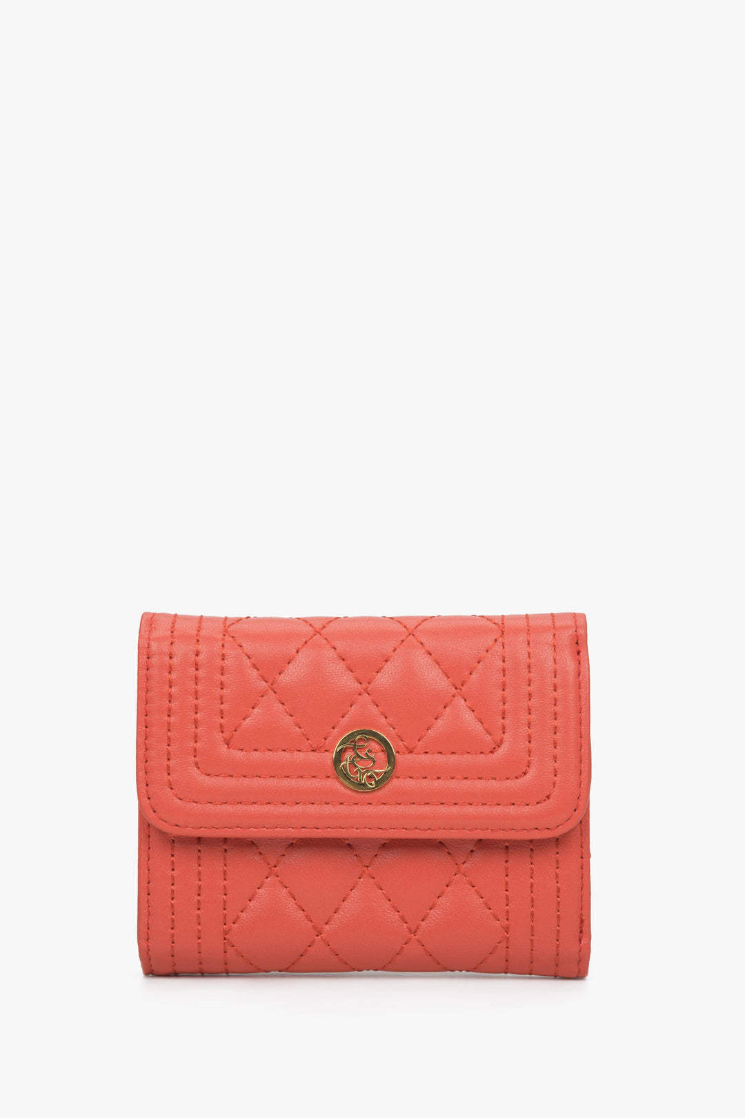 Women's Tri-Fold Red Wallet with Golden Accents Estro ER00114480.