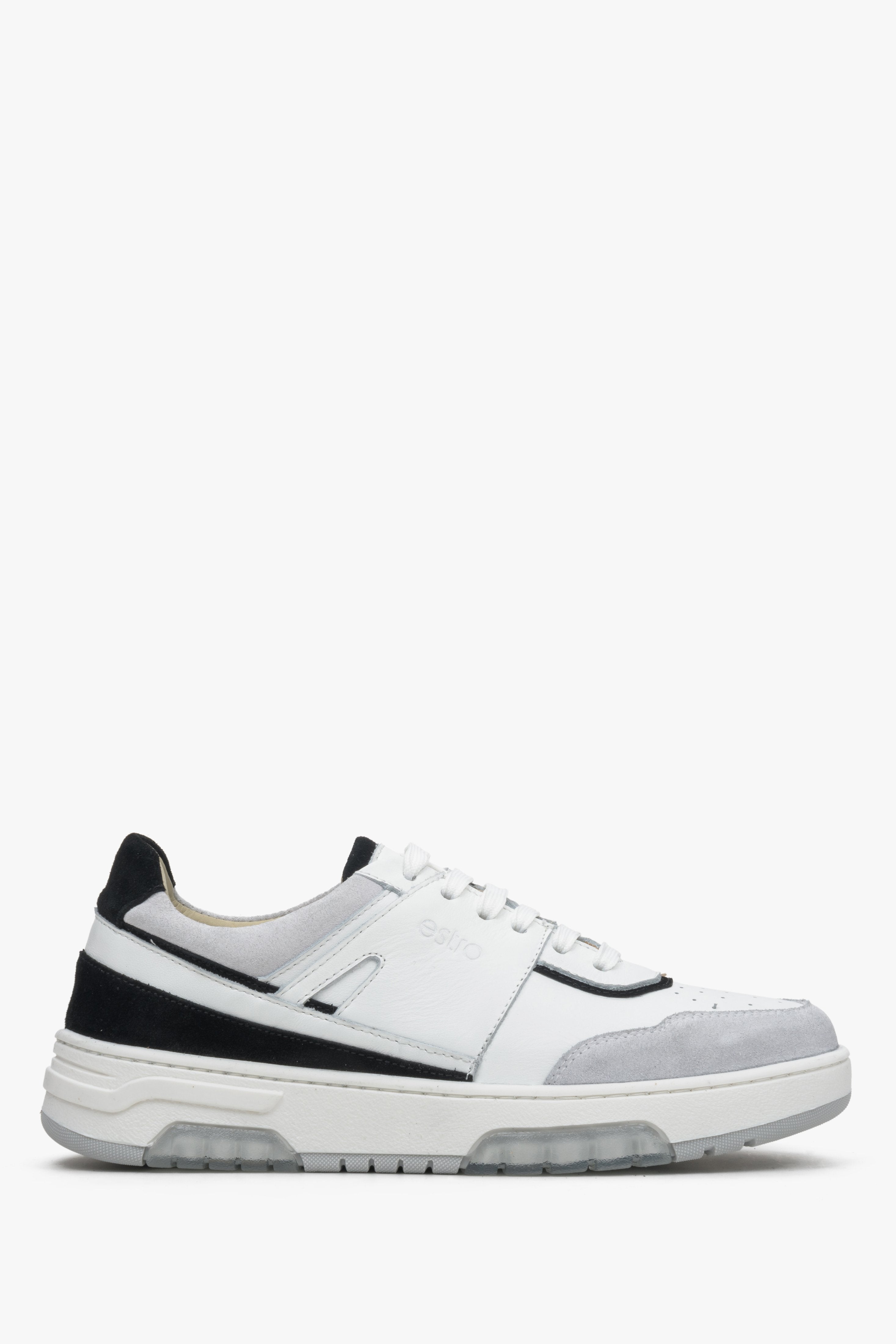 Women's White & Grey Suede & Leather Sneakers Estro ER00113512