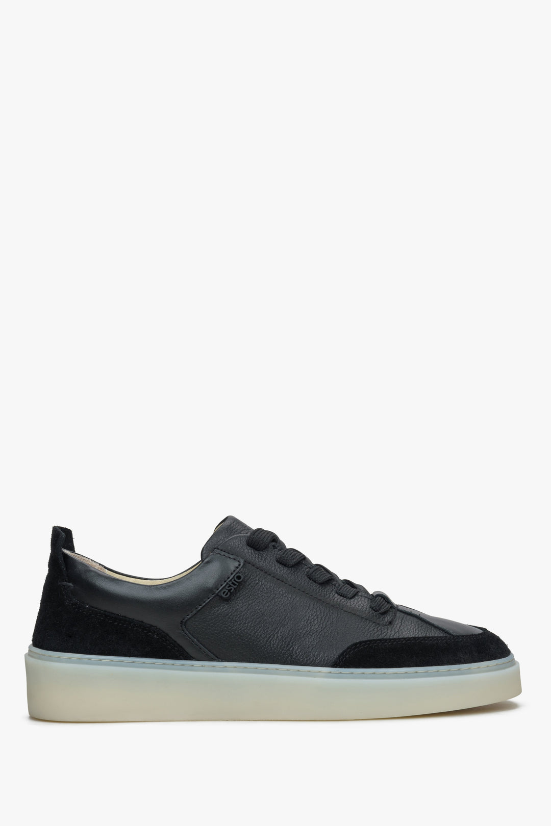 Women's Black Low-Top Sneakers made of Genuine Italian Leather and Velour ER00114892