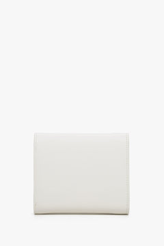 The back of the small light beige women's wallet by Estro.