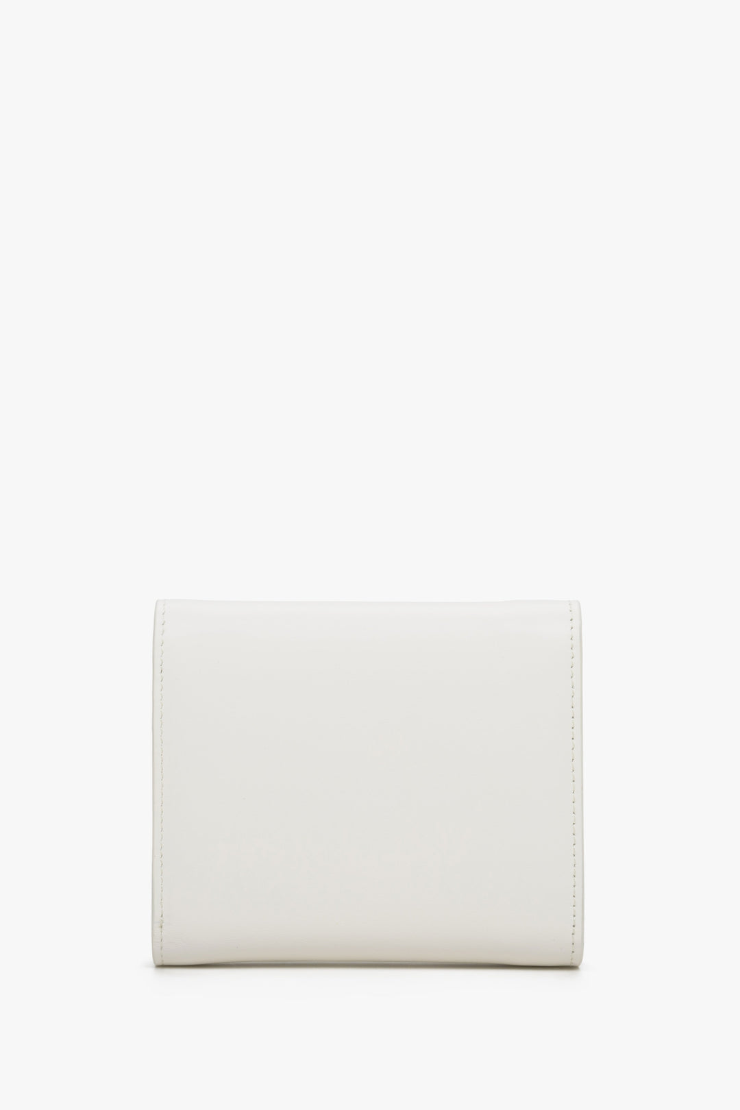 The back of the small light beige women's wallet by Estro.