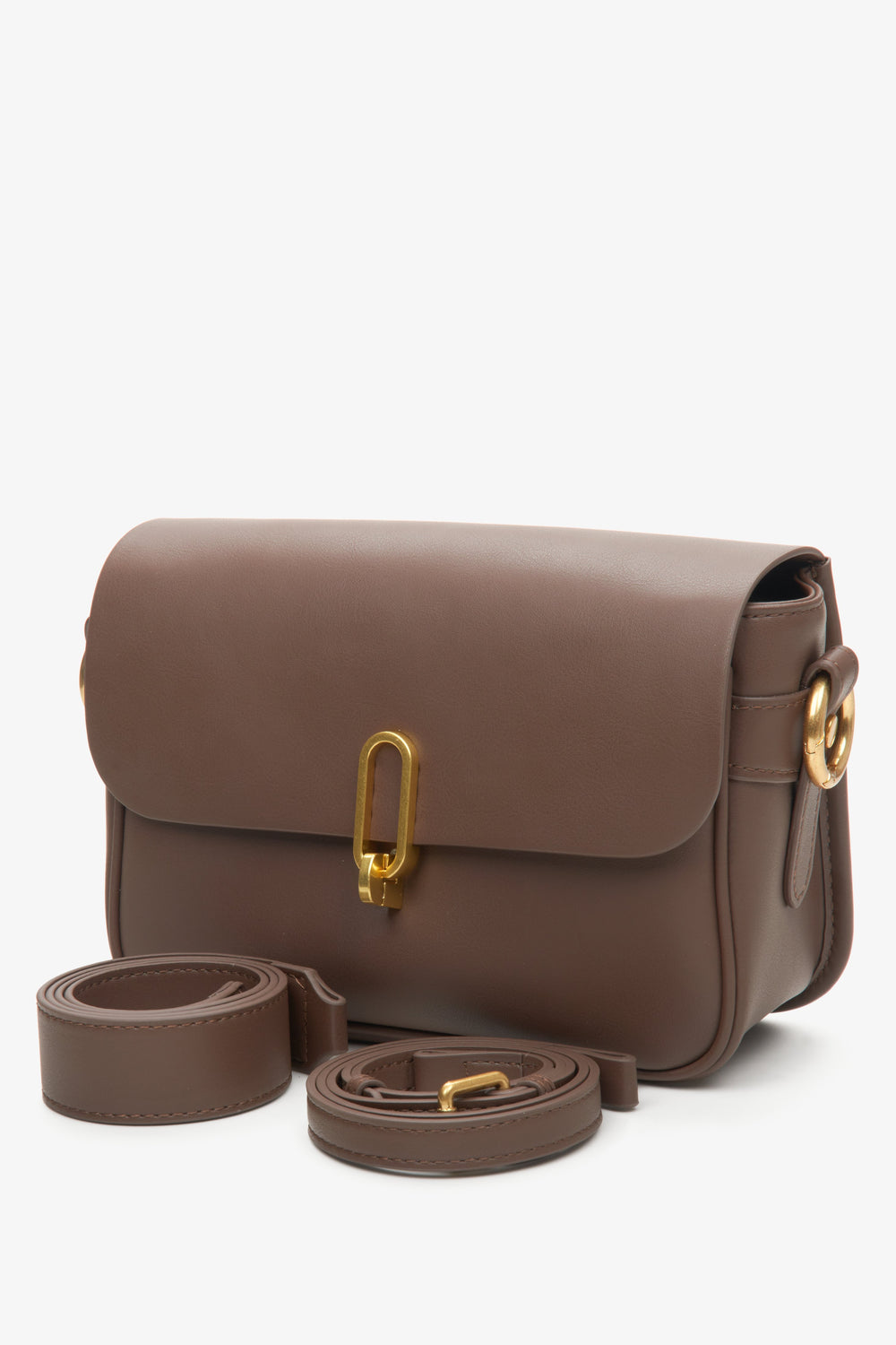 Women's Dark Brown Shoulder Bag made of Genuine Leather Estro ER00113895/
