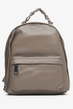 Women's Grey & Brown Backpack made of Genuine Leather with Silver Details Estro ER00113753.