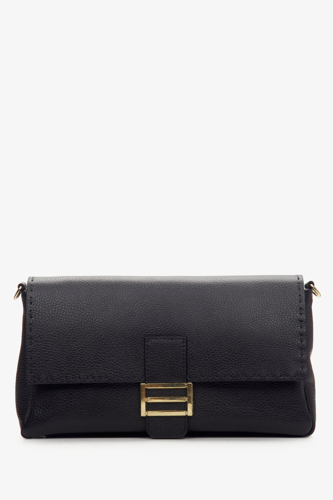 Women's Black Handbag made of Italian Genuine Leather with Golden Hardware Estro ER00114109.