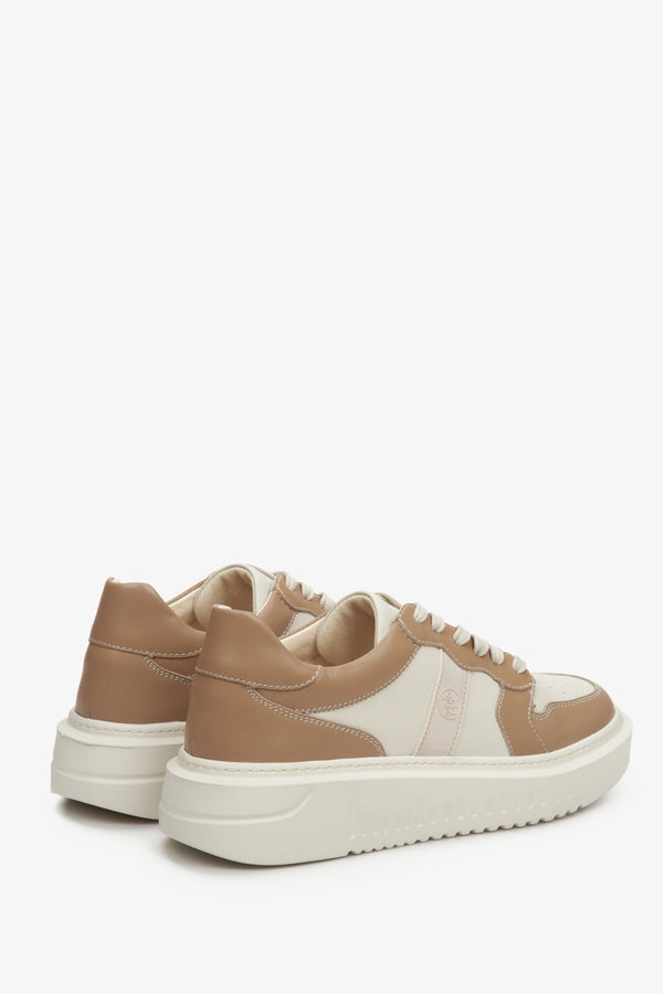 Women's beige leather on sale sneakers