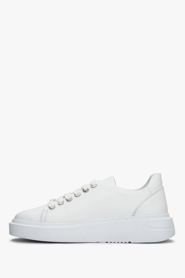 Women's White Low-Top Leather Sneakers Estro ER00111060