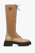 Women's Beige-Brown High Ankle Boots with Elastic Upper Estro ER00112084.