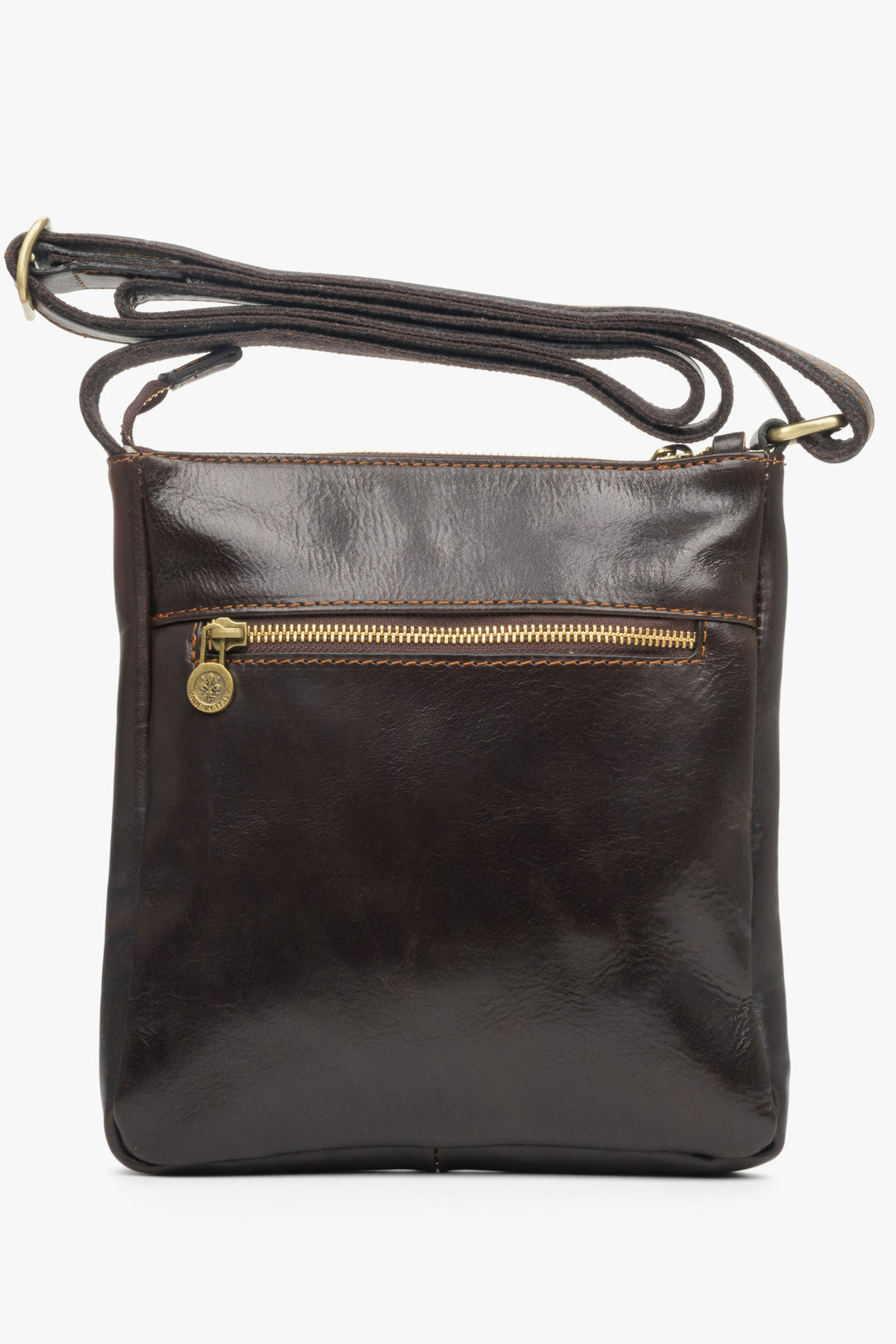 Men's small dark brown shoulder bag, perfect for fall - back view.